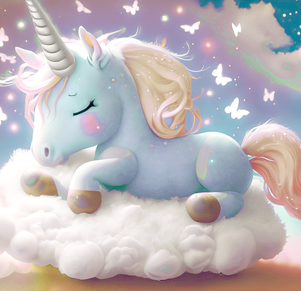 Embark on a dreamy journey with our Cotton Candy Blue Unicorn Pillow. This enchanting cuddle buddy, available in three whimsical sizes, promises a fantastical slumber