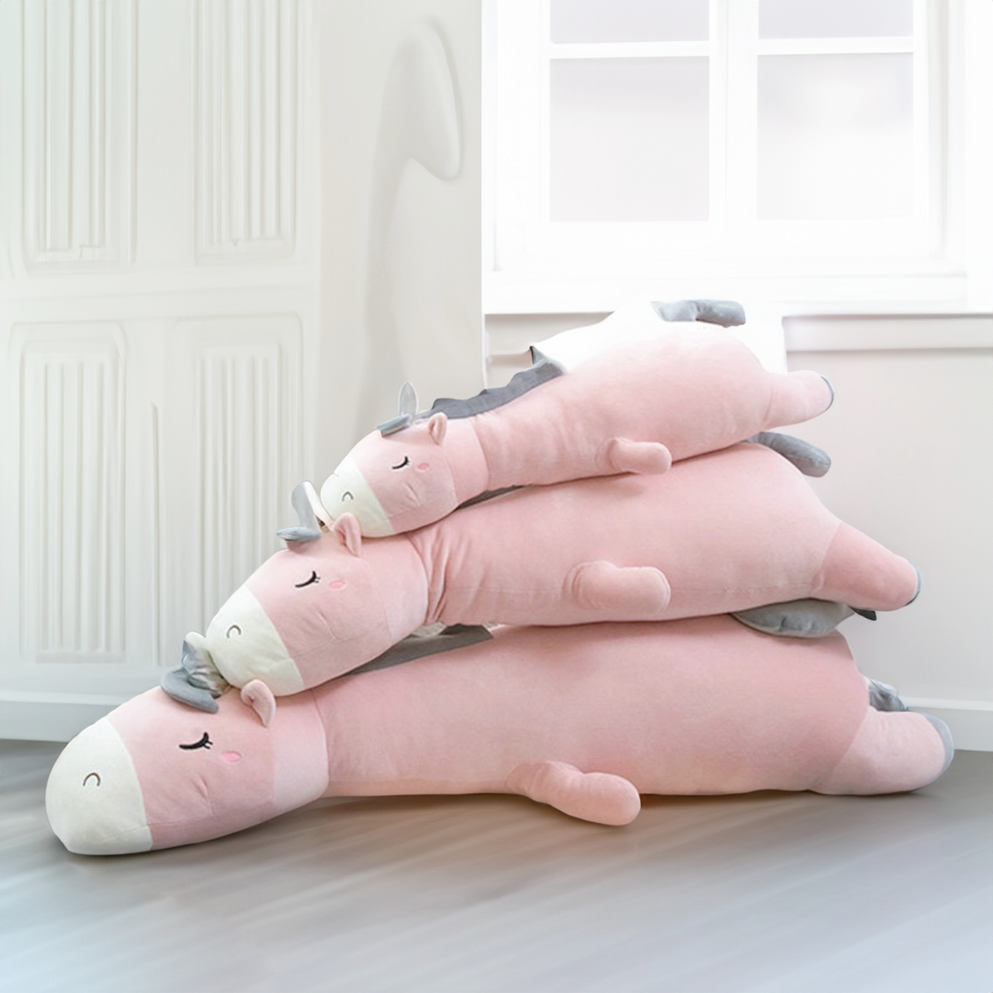 The Snuggables™ Luna the Unicorn Soft Sleeping Pillow Cotton Candy Pink - Perfect Plush Companion