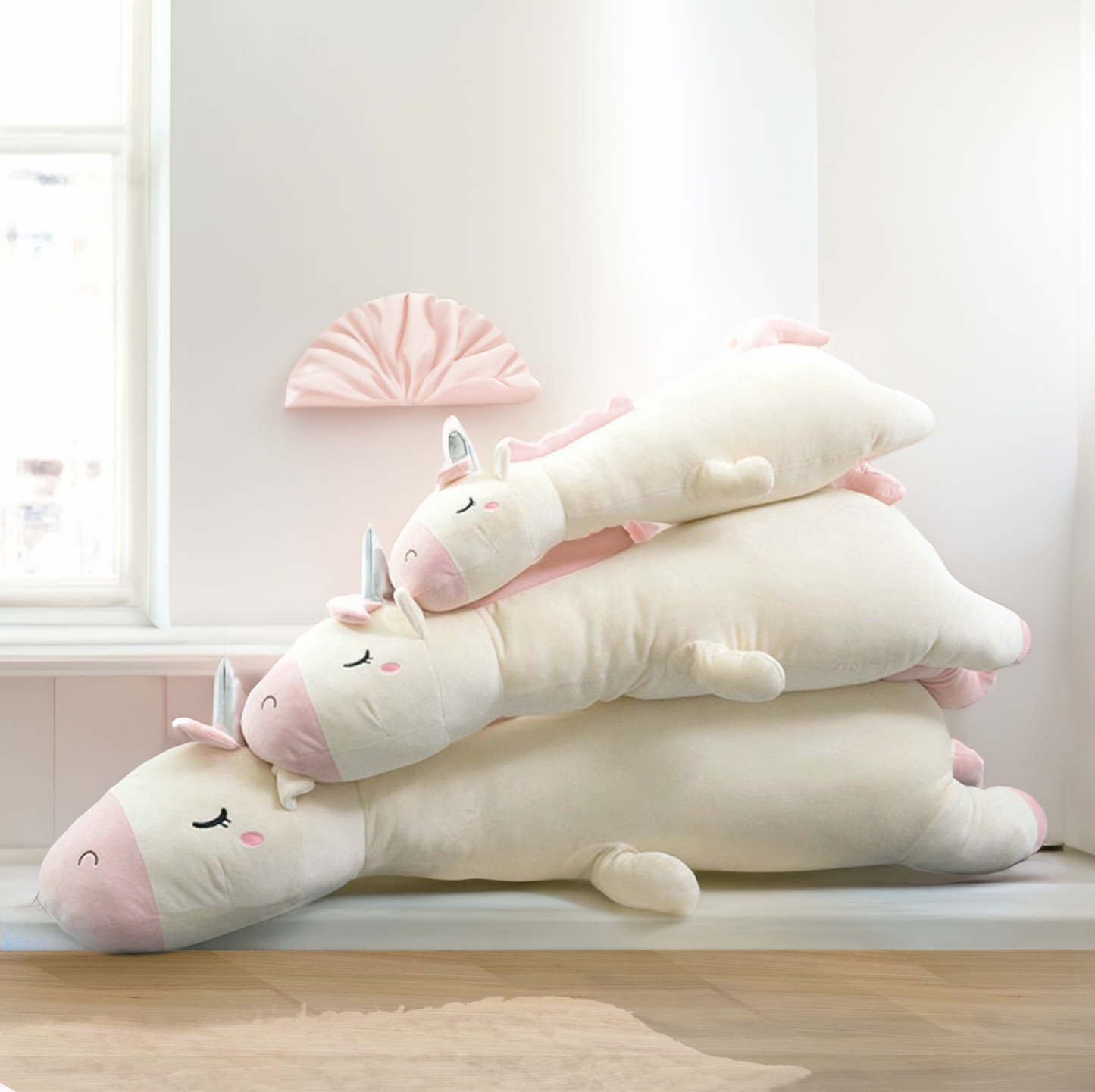 Experience the magic of our Ice Cream White Unicorn Pillow. Its pure white charm promises sweet dreams and comforting cuddles, with three size options to suit your preference