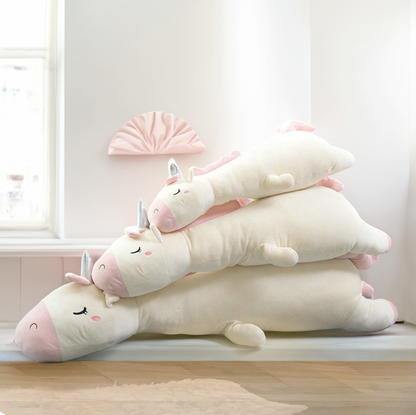 Experience the magic of our Ice Cream White Unicorn Pillow. Its pure white charm promises sweet dreams and comforting cuddles, with three size options to suit your preference